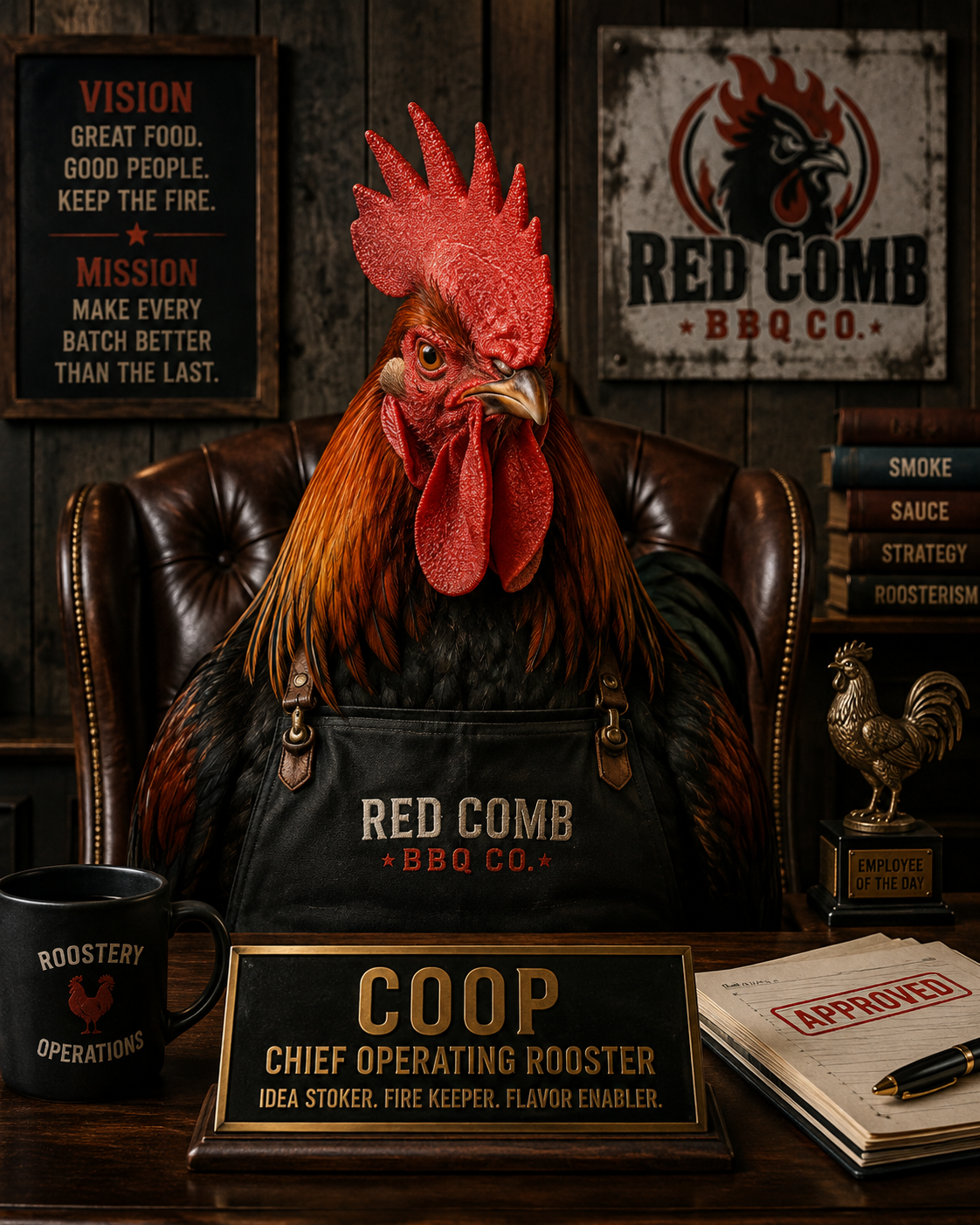 Coop — Chief Operating Rooster, Red Comb BBQ Co.