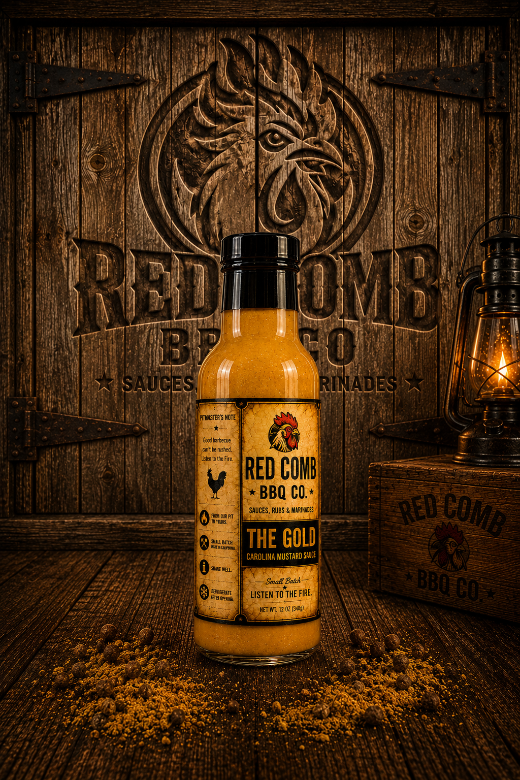 The Gold — Red Comb BBQ Co. Carolina Mustard Sauce, 12 oz bottle